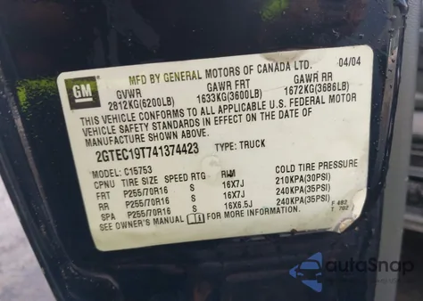 2004 GMC Sierra 1500 Sle z USA, uszkodzony, nr VIN 2GTEC19T741374423